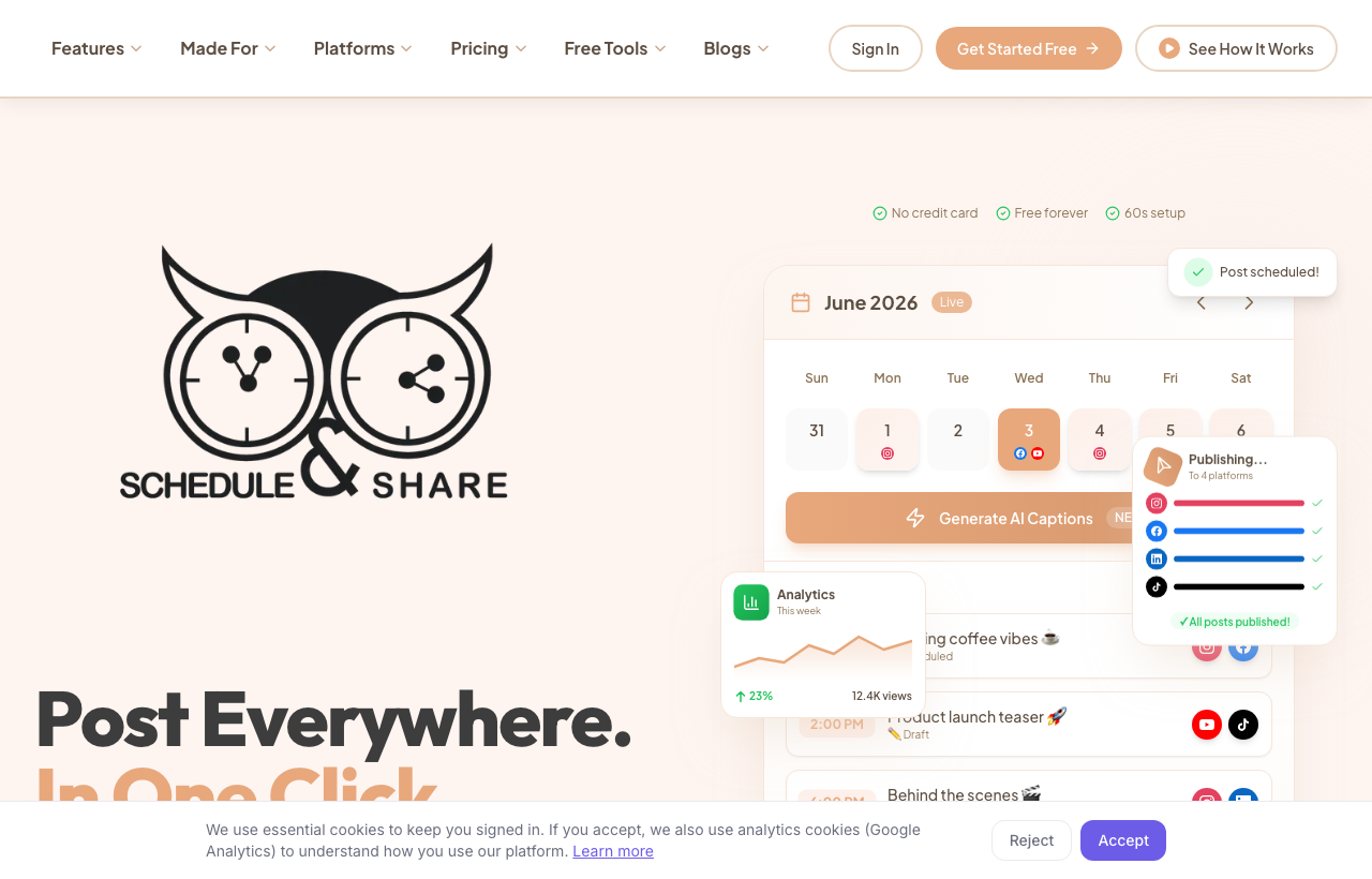 Schedule & Share — live product preview